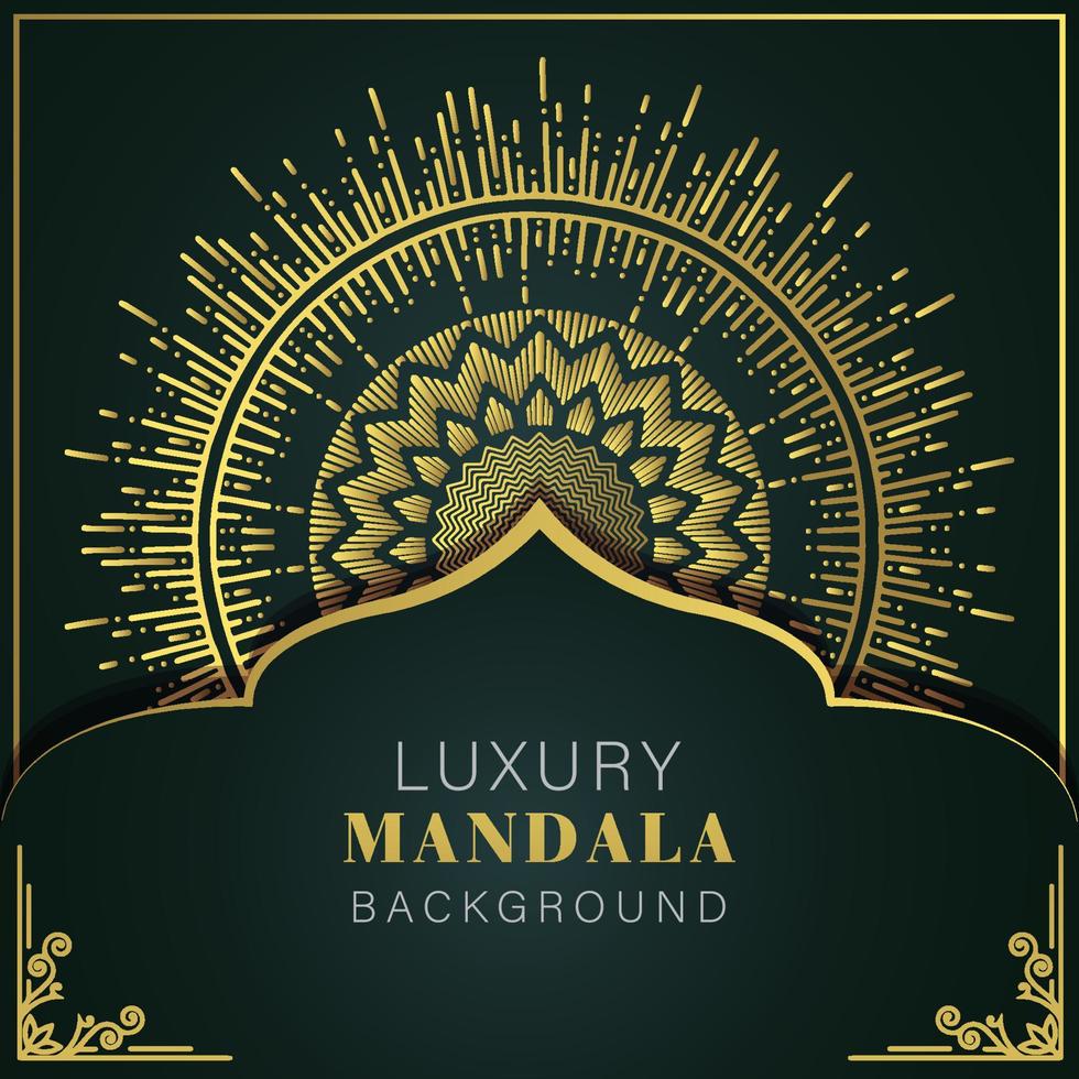 luxe mandala gouden met een zwart achtergrond elegant ontwerp voor verjaardag uitnodiging henna- vector