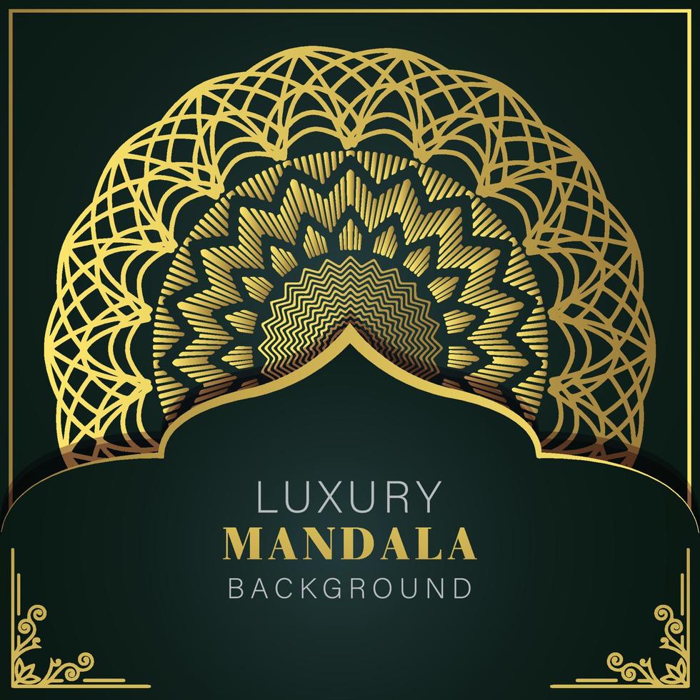 luxe mandala gouden met een zwart achtergrond elegant ontwerp voor verjaardag uitnodiging henna- vector