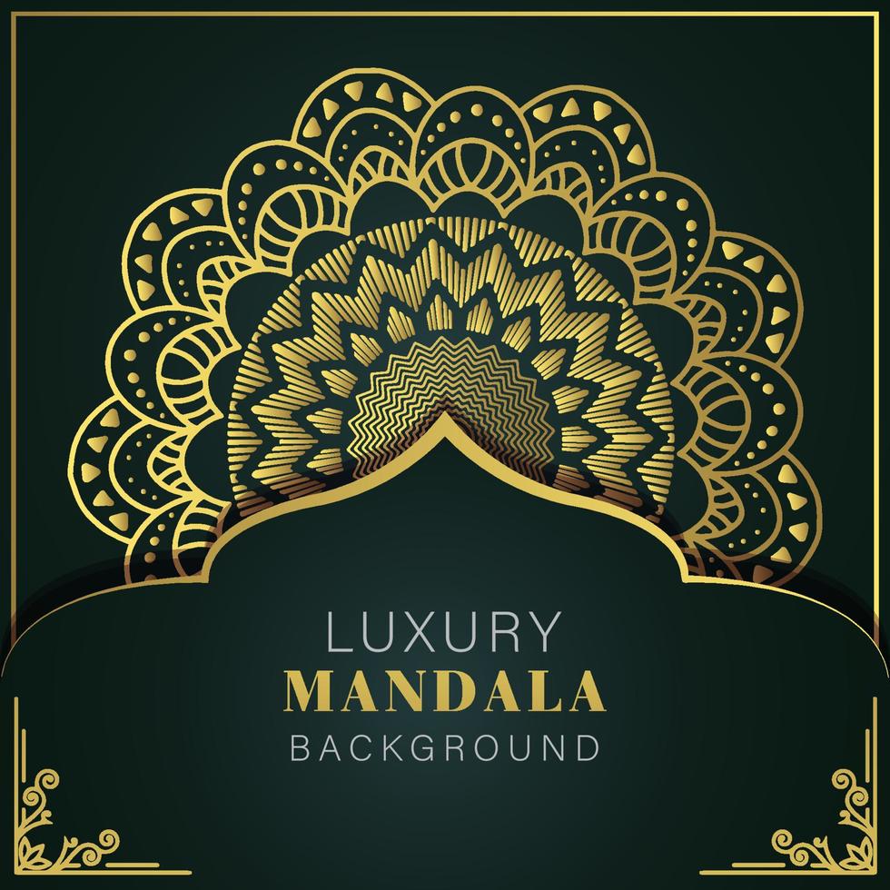 luxe mandala gouden met een zwart achtergrond elegant ontwerp voor verjaardag uitnodiging henna- vector