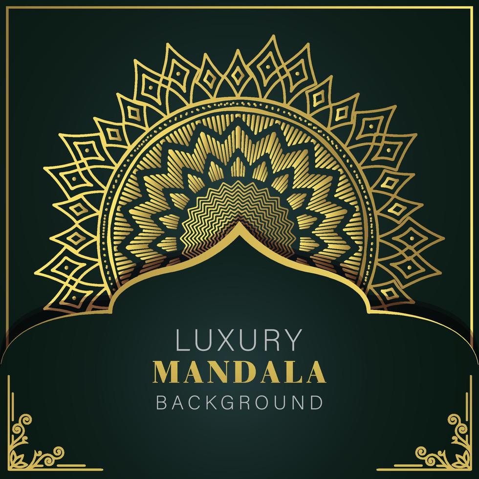 luxe mandala gouden met een zwart achtergrond elegant ontwerp voor verjaardag uitnodiging henna- vector