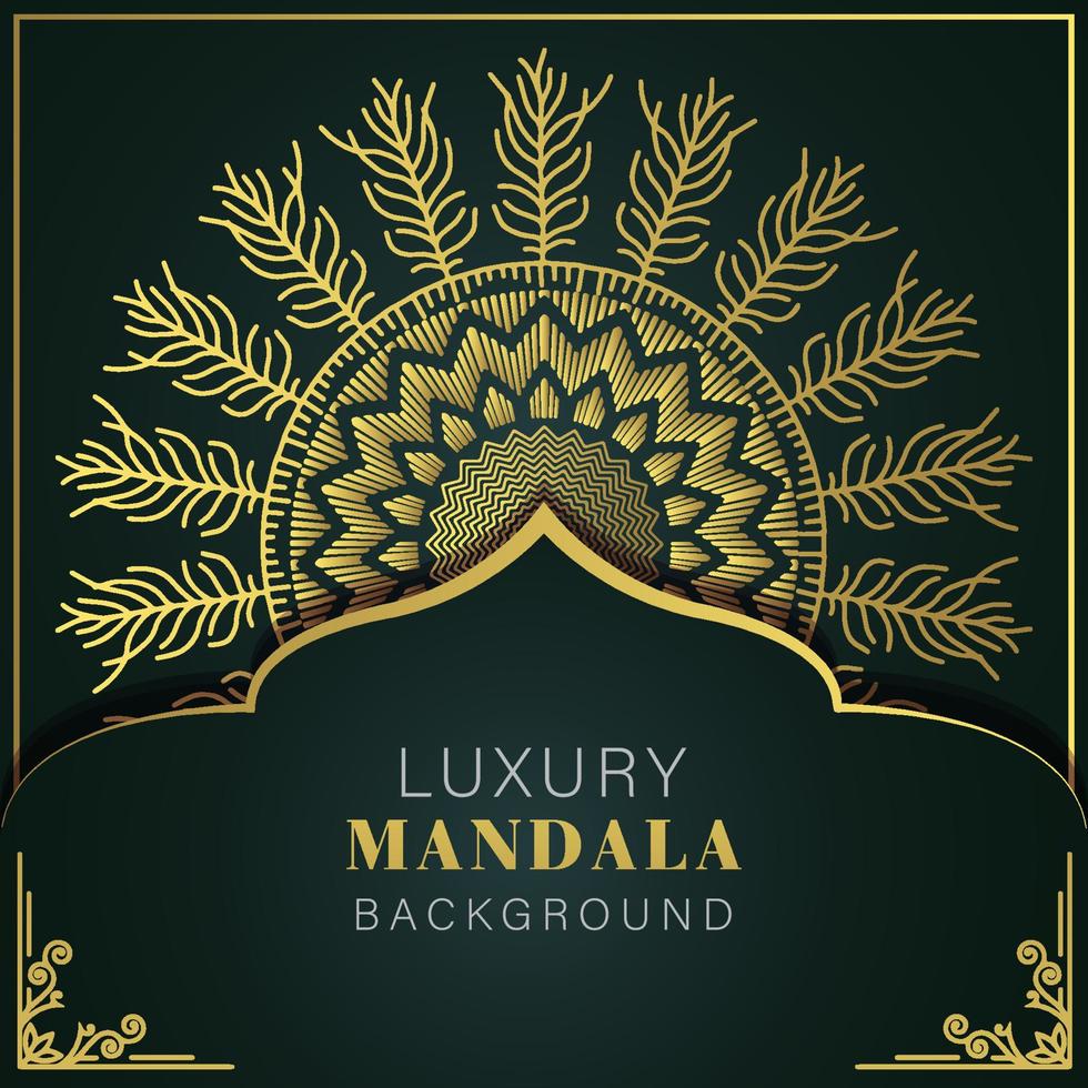 luxe mandala gouden met een zwart achtergrond elegant ontwerp voor verjaardag uitnodiging henna- vector