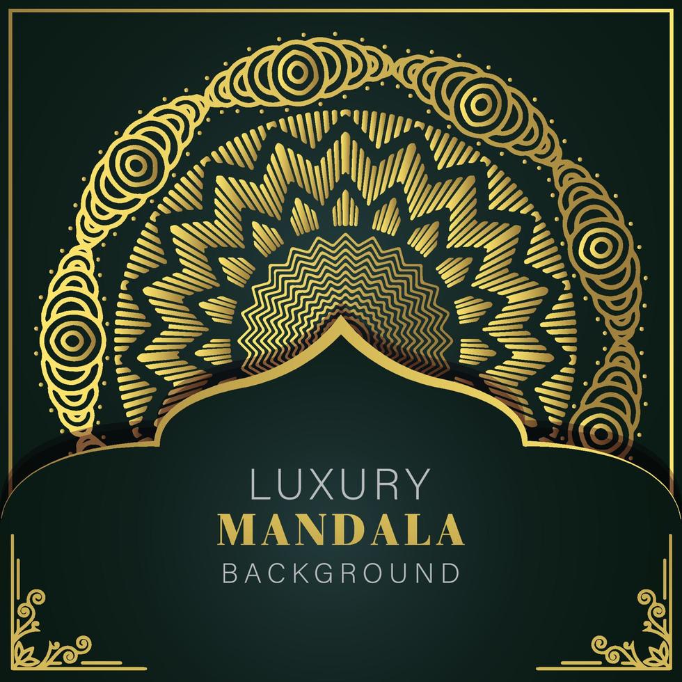 luxe mandala gouden met een zwart achtergrond elegant ontwerp voor verjaardag uitnodiging henna- vector