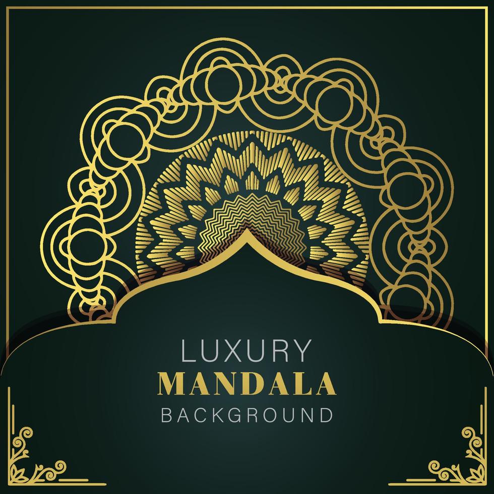 luxe mandala gouden met een zwart achtergrond elegant ontwerp voor verjaardag uitnodiging henna- vector