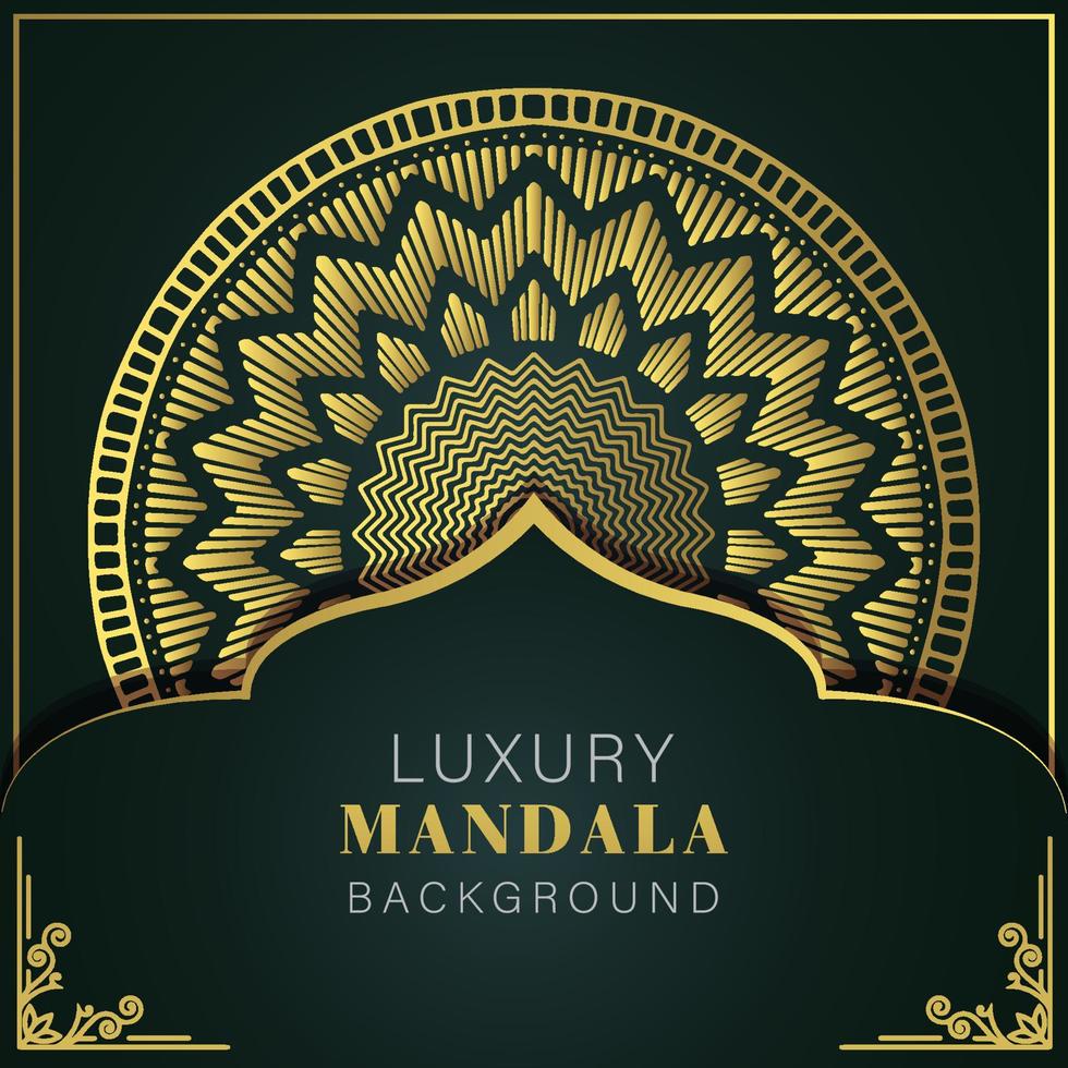 luxe mandala gouden met een zwart achtergrond elegant ontwerp voor verjaardag uitnodiging henna- vector