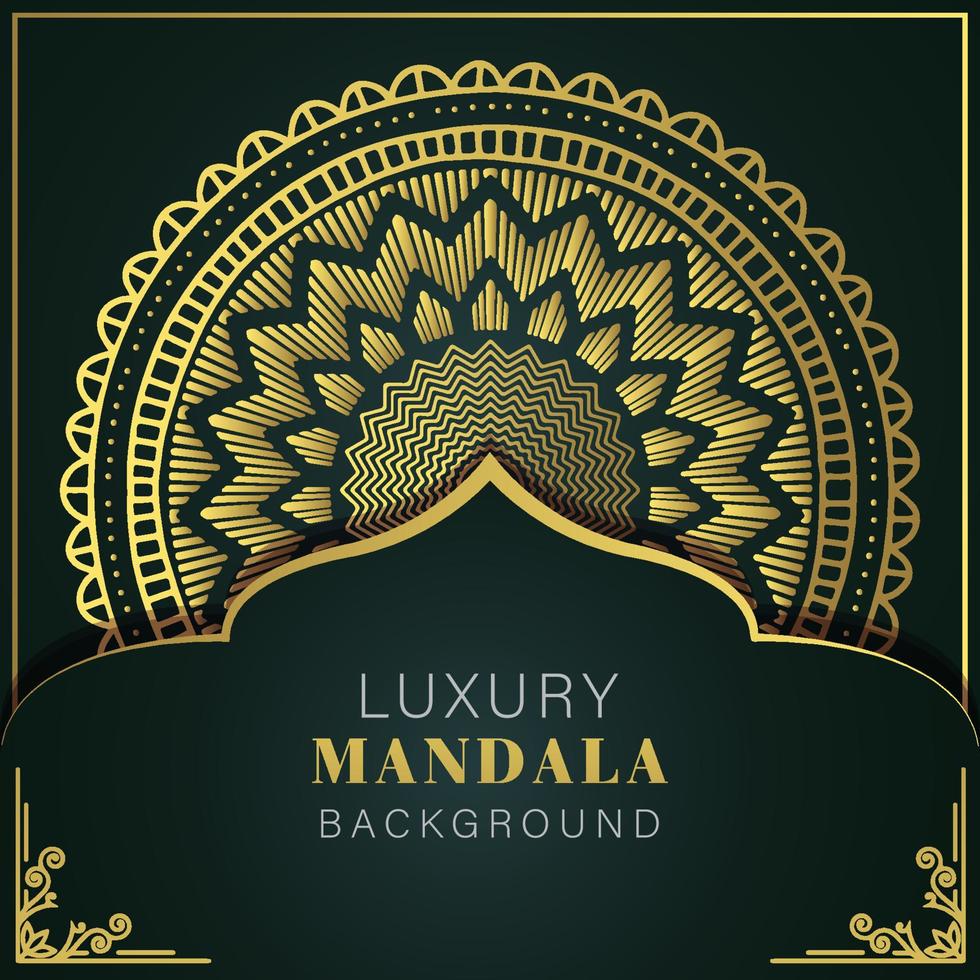 luxe mandala gouden met een zwart achtergrond elegant ontwerp voor verjaardag uitnodiging henna- vector