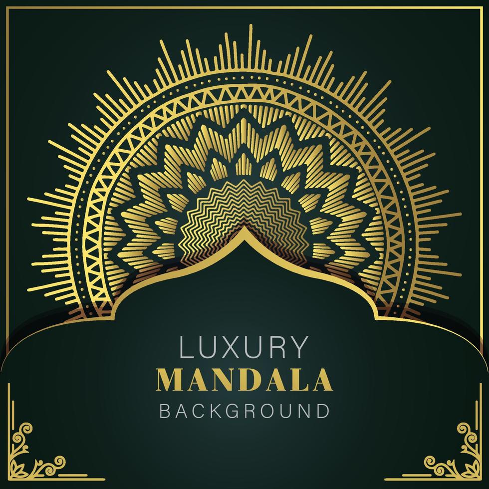 luxe mandala gouden met een zwart achtergrond elegant ontwerp voor verjaardag uitnodiging henna- vector