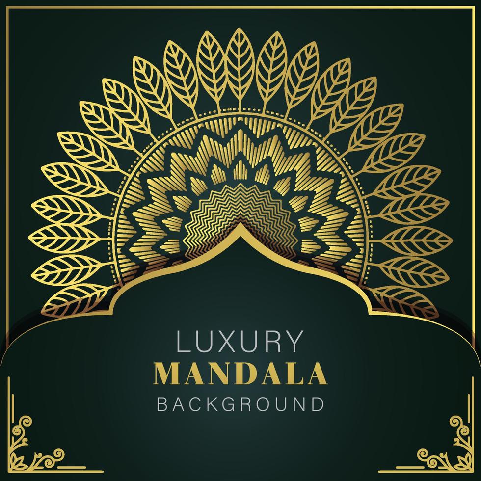 luxe mandala gouden met een zwart achtergrond elegant ontwerp voor verjaardag uitnodiging henna- vector