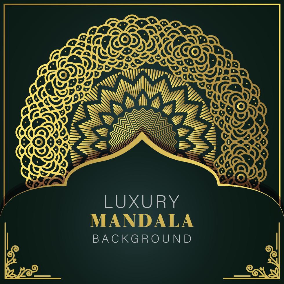 luxe mandala gouden met een zwart achtergrond elegant ontwerp voor verjaardag uitnodiging henna- vector