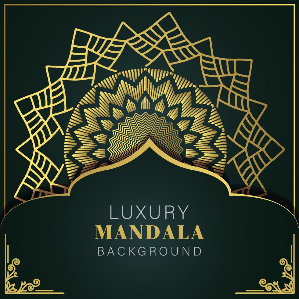 luxe mandala gouden met een zwart achtergrond elegant ontwerp voor verjaardag uitnodiging henna- vector