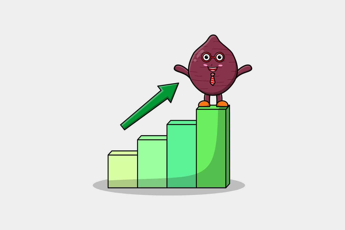 zoet aardappel schattig zakenman met deflatie tabel vector