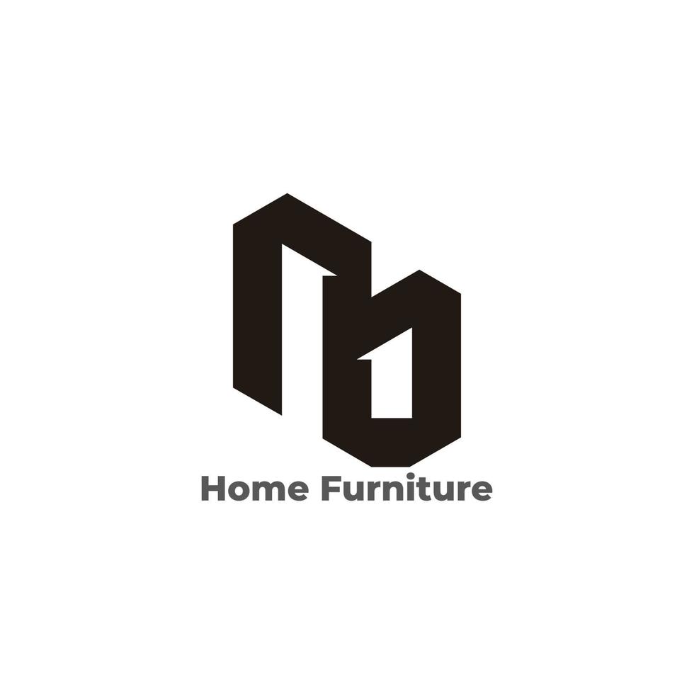 brief nb huis meubilair symbool meetkundig ontwerp logo vector
