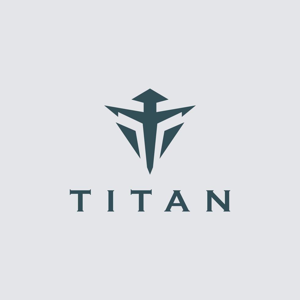 eerste brief t Titan schild logo ontwerp vector