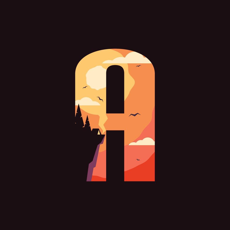 alfabet een buitenshuis logo vector