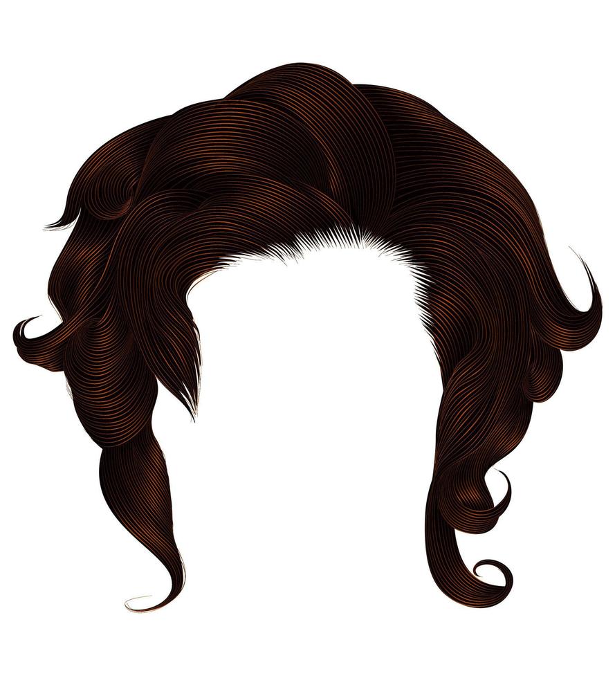 modieus vrouw gekruld haren bruin brunette kleur . medium lengte . vector