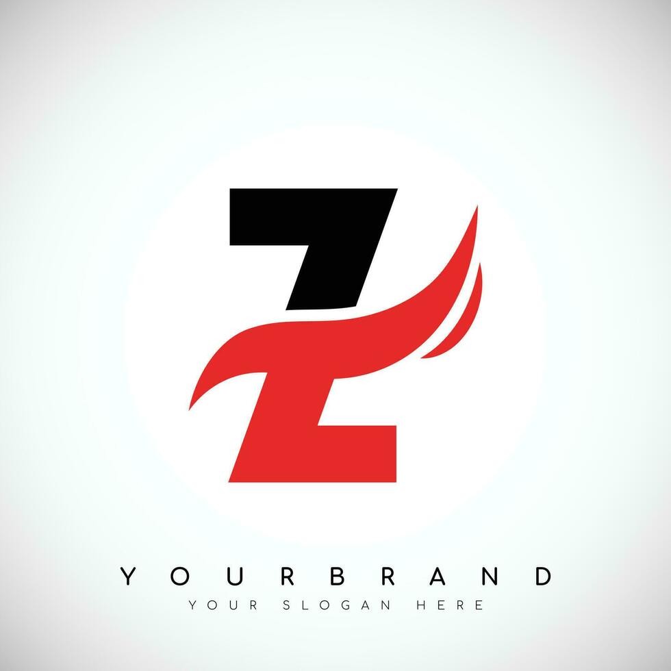 stoutmoedig zwart brief z logo ontwerp met rood swoosh vector illustratie