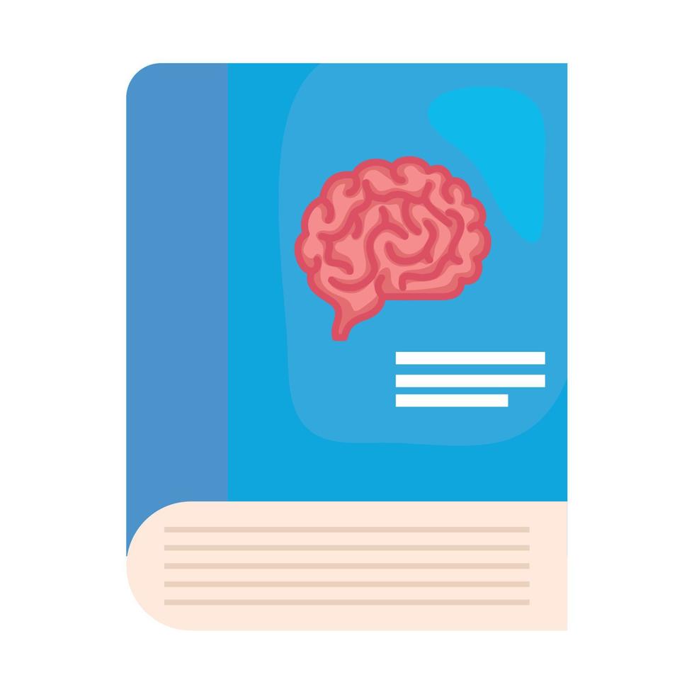 hersenen in boek voor kennis, onderwijs Aan wit achtergrond vector