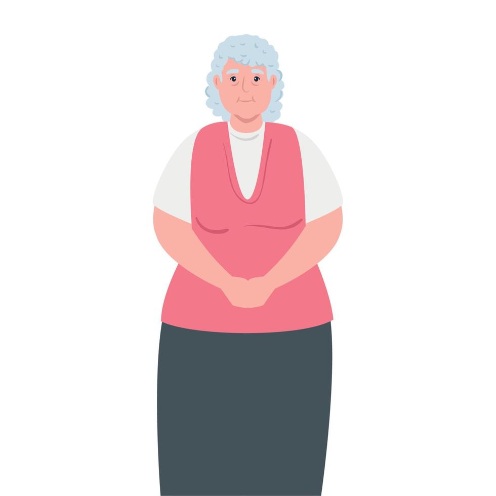 schattig oud vrouw, grootmoeder Aan wit achtergrond vector