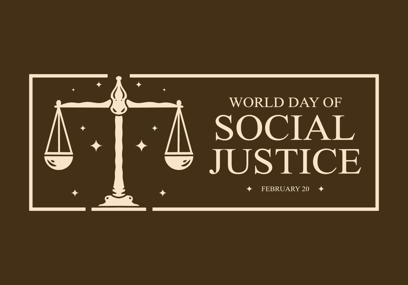 bruin kleur van wereld dag van sociaal gerechtigheid banier vector