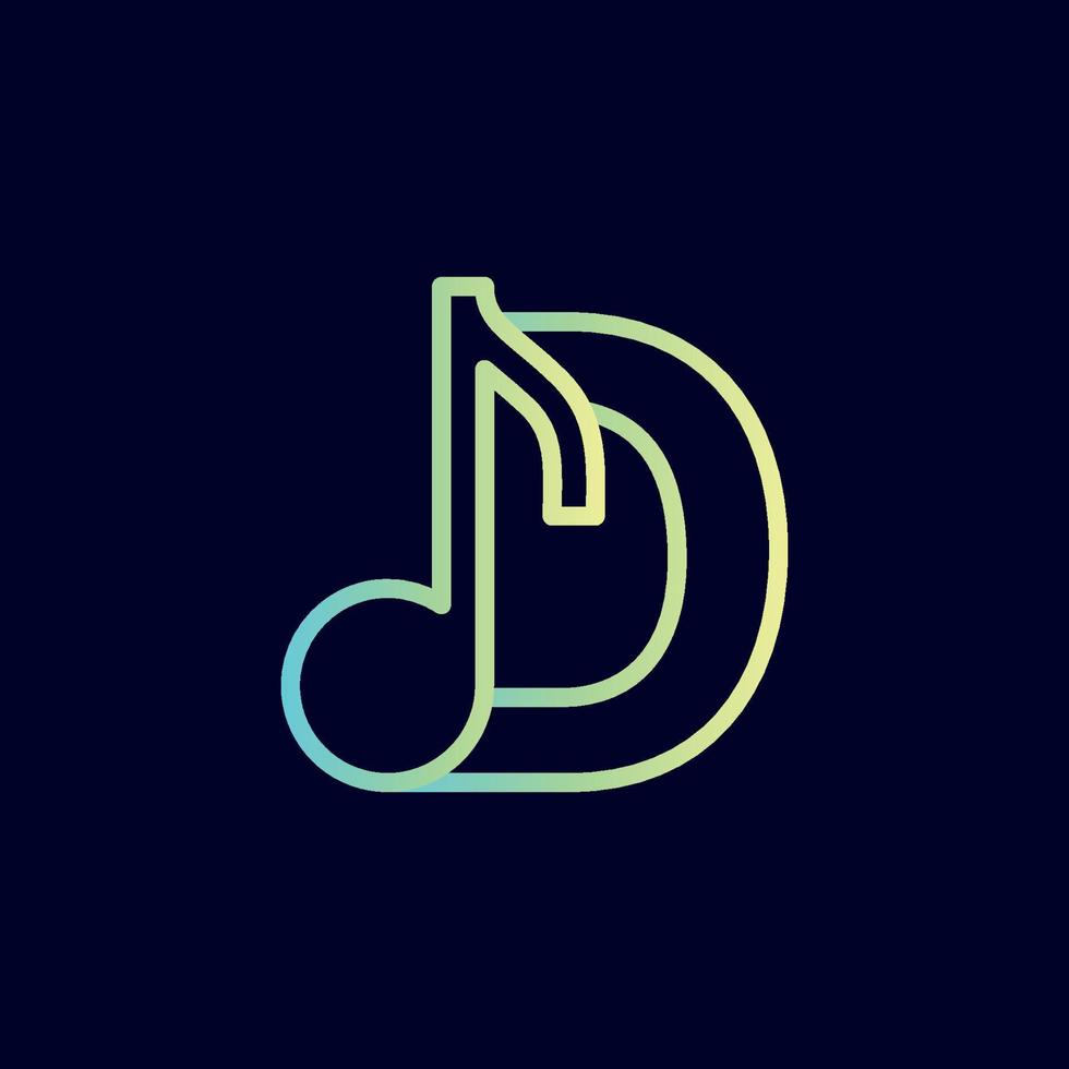 muziek- Notitie logo ontwerp merk brief d vector
