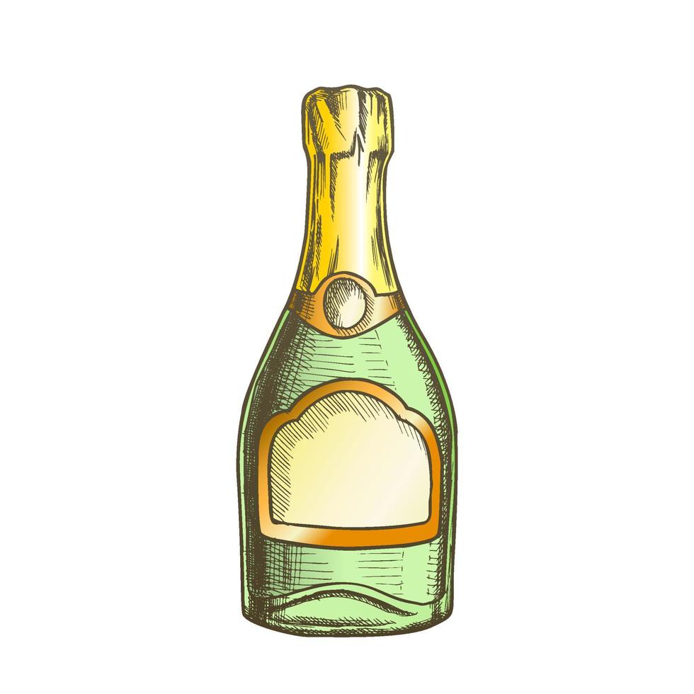 Champagne blanco fles alcohol kleur vector