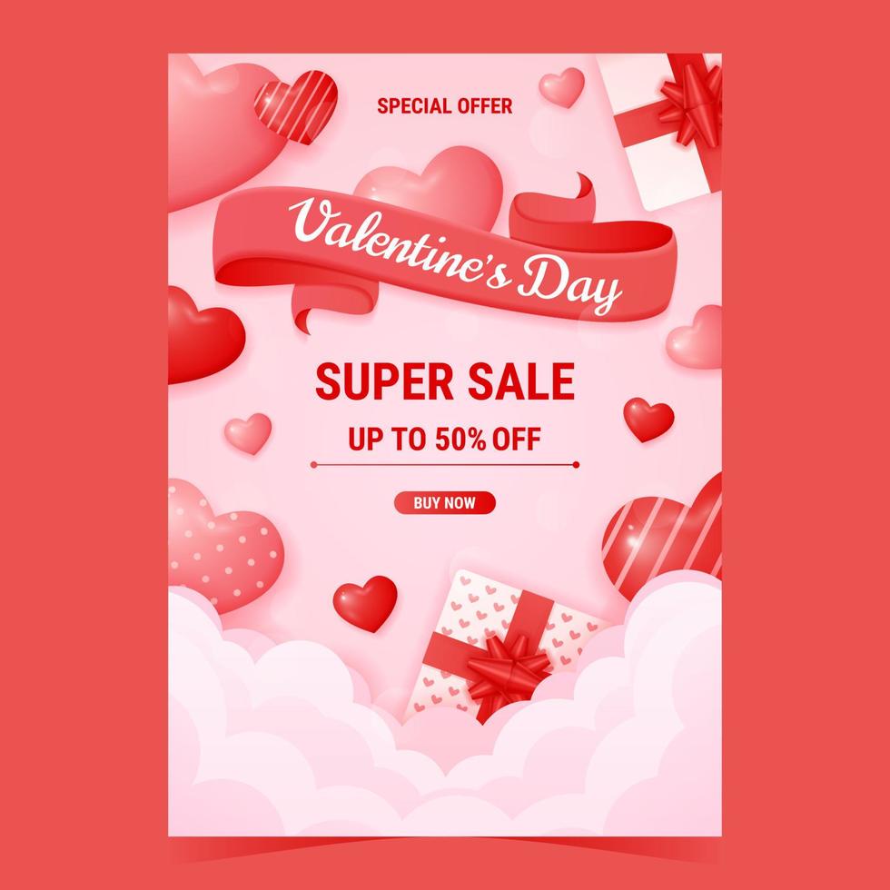 Valentijnsdag dag uitverkoop poster sjabloon vector