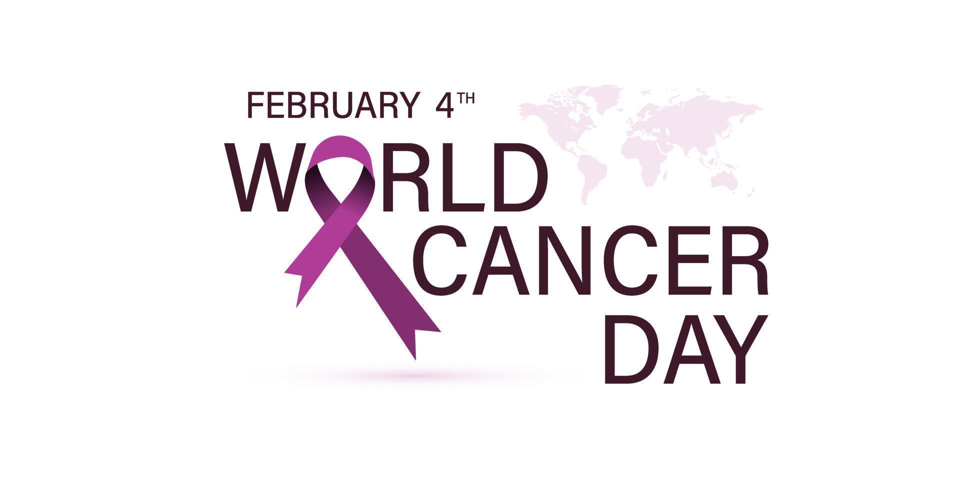 februari 4 is wereld kanker dag. Purper lint concept. vector illustratie.