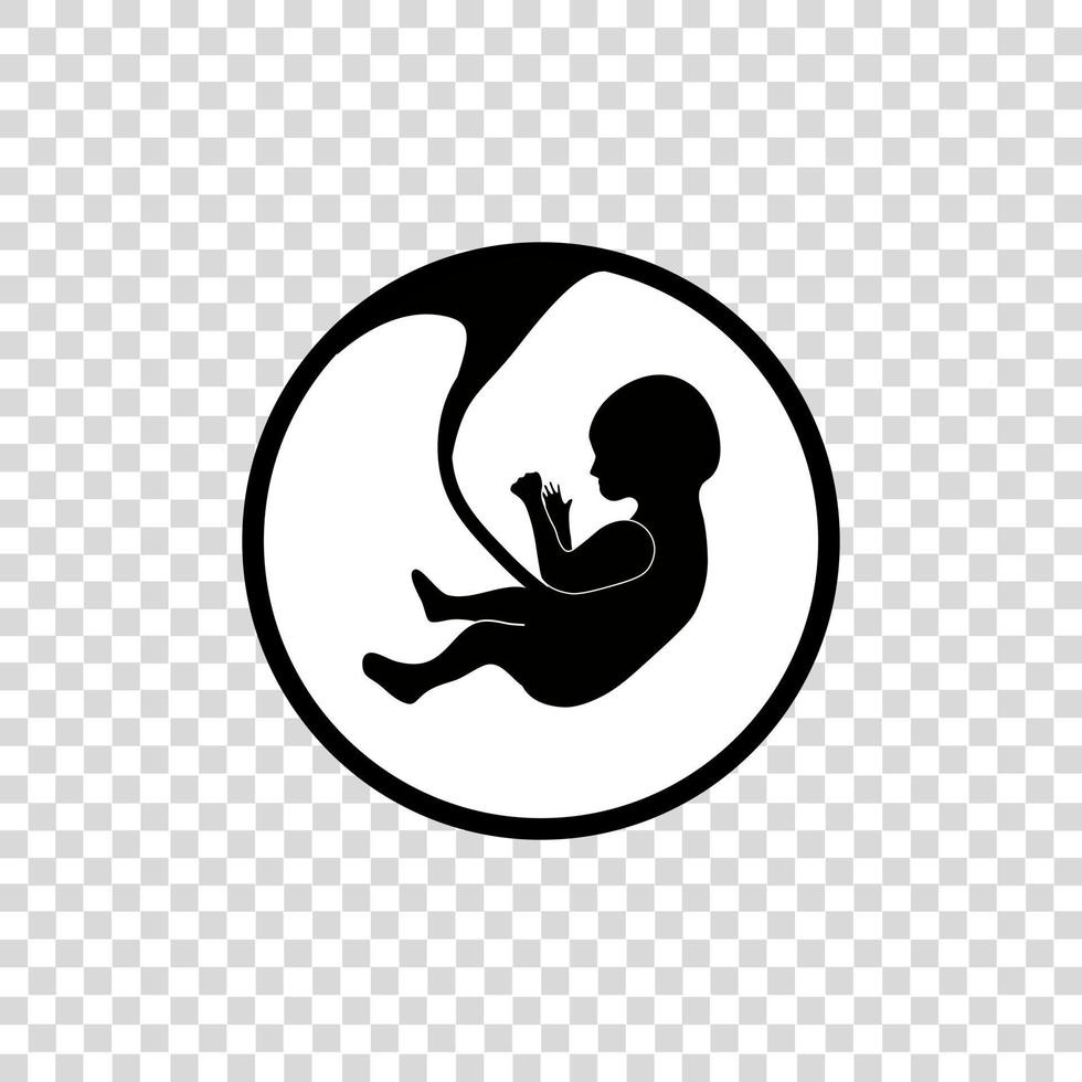 foetus symbool, baby in de baarmoeder. embryo ontwikkeling geïsoleerd icoon. vector illustratie.