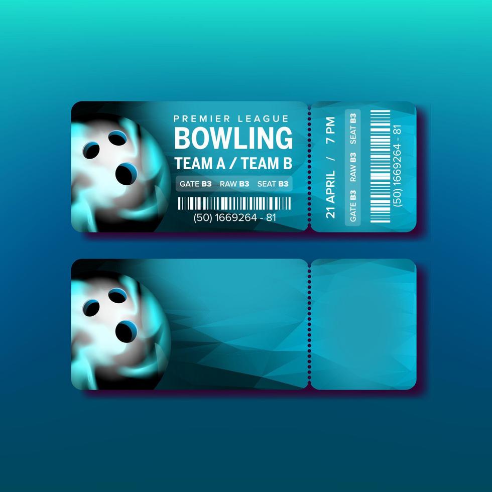 ticket Aan premier liga van bowling spel vector