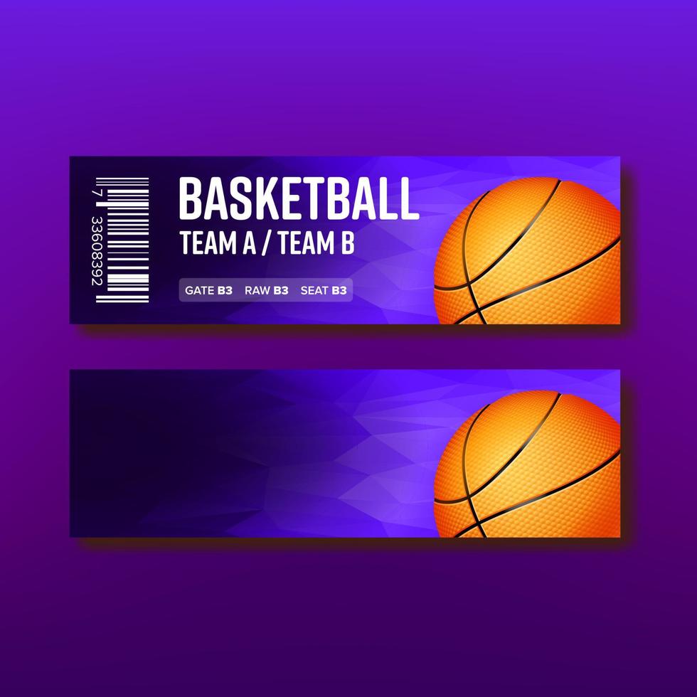 kleurrijk ticket bezoek basketbal sjabloon vector