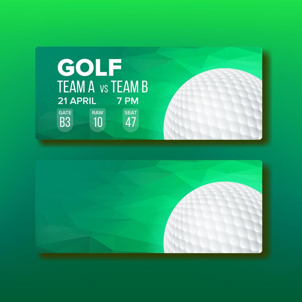 coupon voor golf toernooi spel sjabloon vector