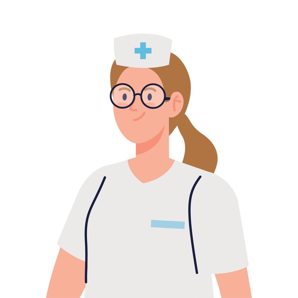 verpleegster met uniform, vrouw verpleegster Aan wit achtergrond vector