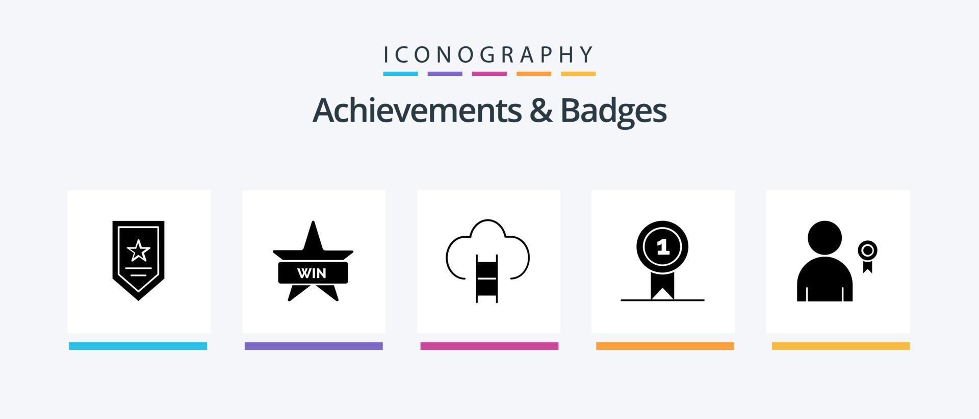 prestaties en badges glyph 5 icoon pak inclusief het beste. winnen. carrière. bekroond. prijs. creatief pictogrammen ontwerp vector