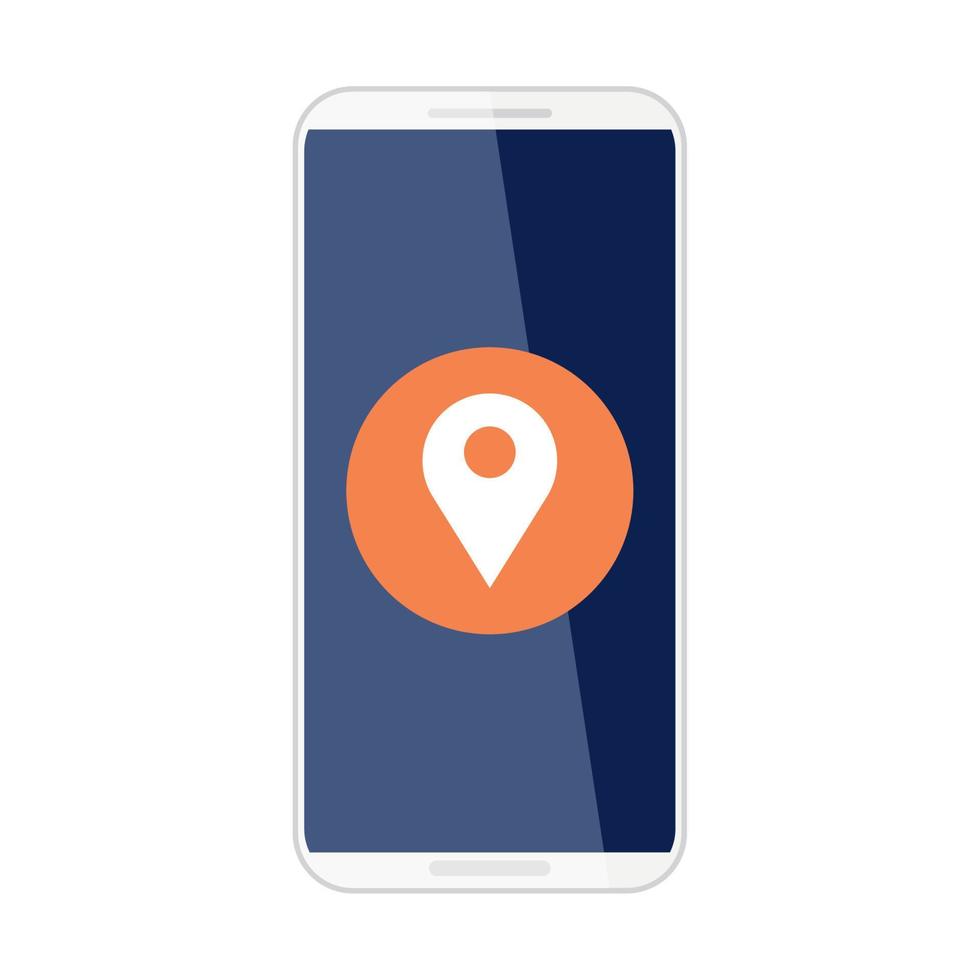 sociaal media concept, GPS plaats app in smartphone, Aan wit achtergrond vector