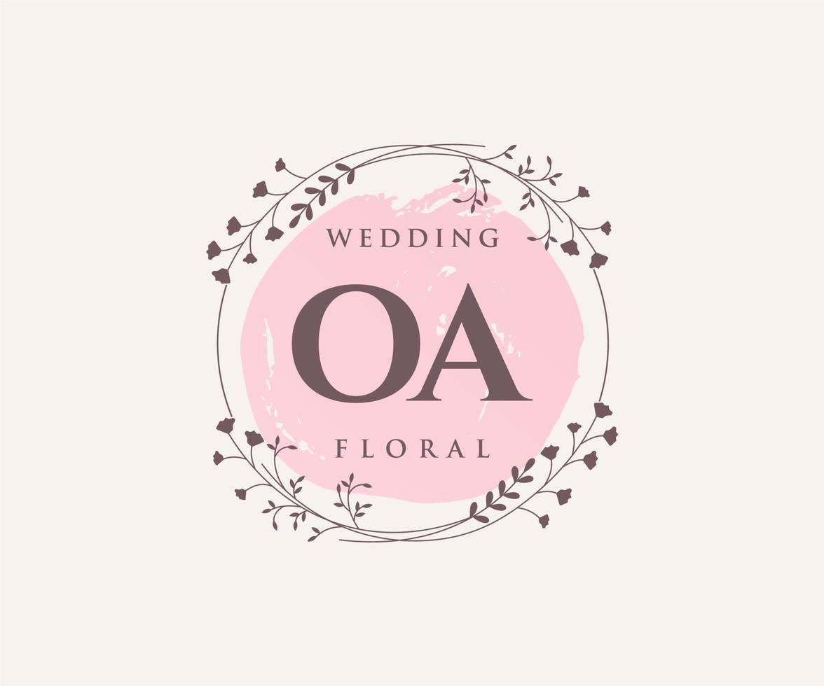oa initialen brief bruiloft monogram logos sjabloon, hand- getrokken modern minimalistisch en bloemen Sjablonen voor uitnodiging kaarten, opslaan de datum, elegant identiteit. vector