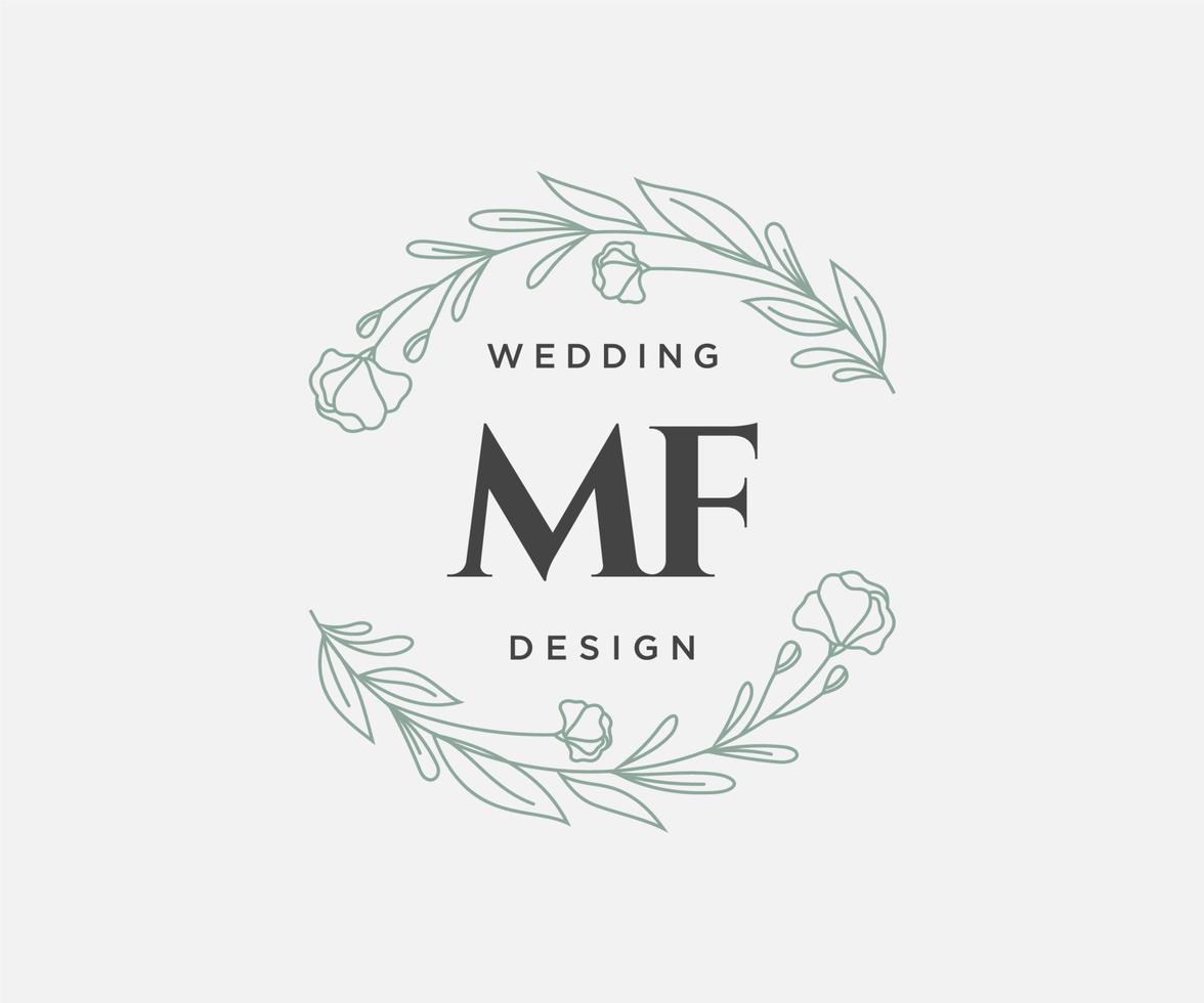 mf initialen brief bruiloft monogram logos verzameling, hand- getrokken modern minimalistisch en bloemen Sjablonen voor uitnodiging kaarten, opslaan de datum, elegant identiteit voor restaurant, boetiek, cafe in vector