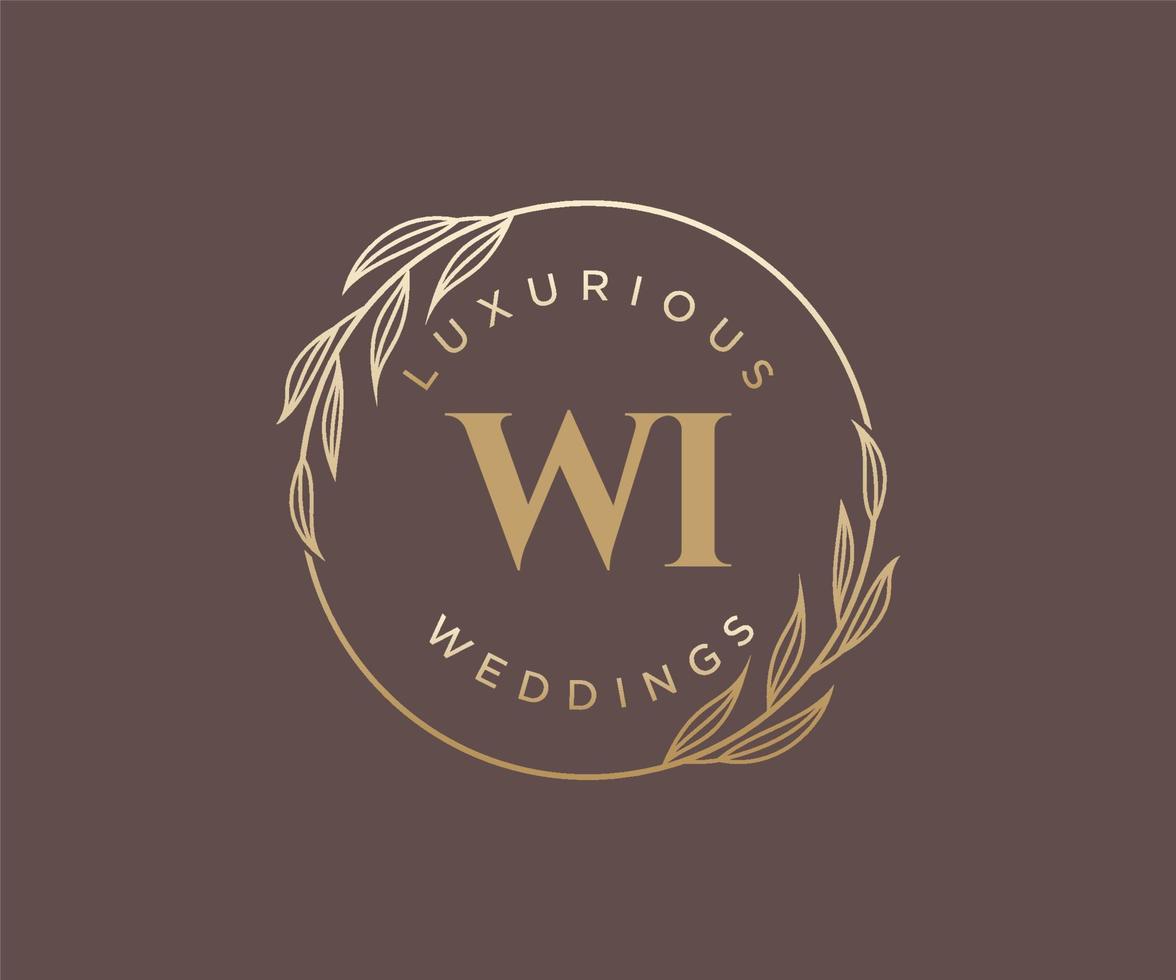 wi initialen brief bruiloft monogram logos sjabloon, hand- getrokken modern minimalistisch en bloemen Sjablonen voor uitnodiging kaarten, opslaan de datum, elegant identiteit. vector