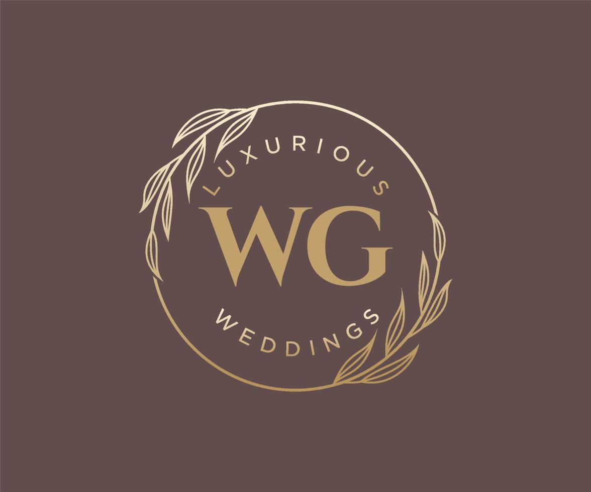 wg initialen brief bruiloft monogram logos sjabloon, hand- getrokken modern minimalistisch en bloemen Sjablonen voor uitnodiging kaarten, opslaan de datum, elegant identiteit. vector