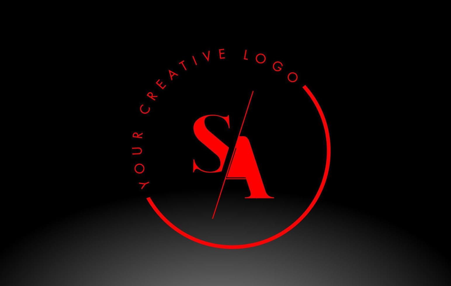 rood sa serif brief logo ontwerp met creatief doorsneden snee. vector