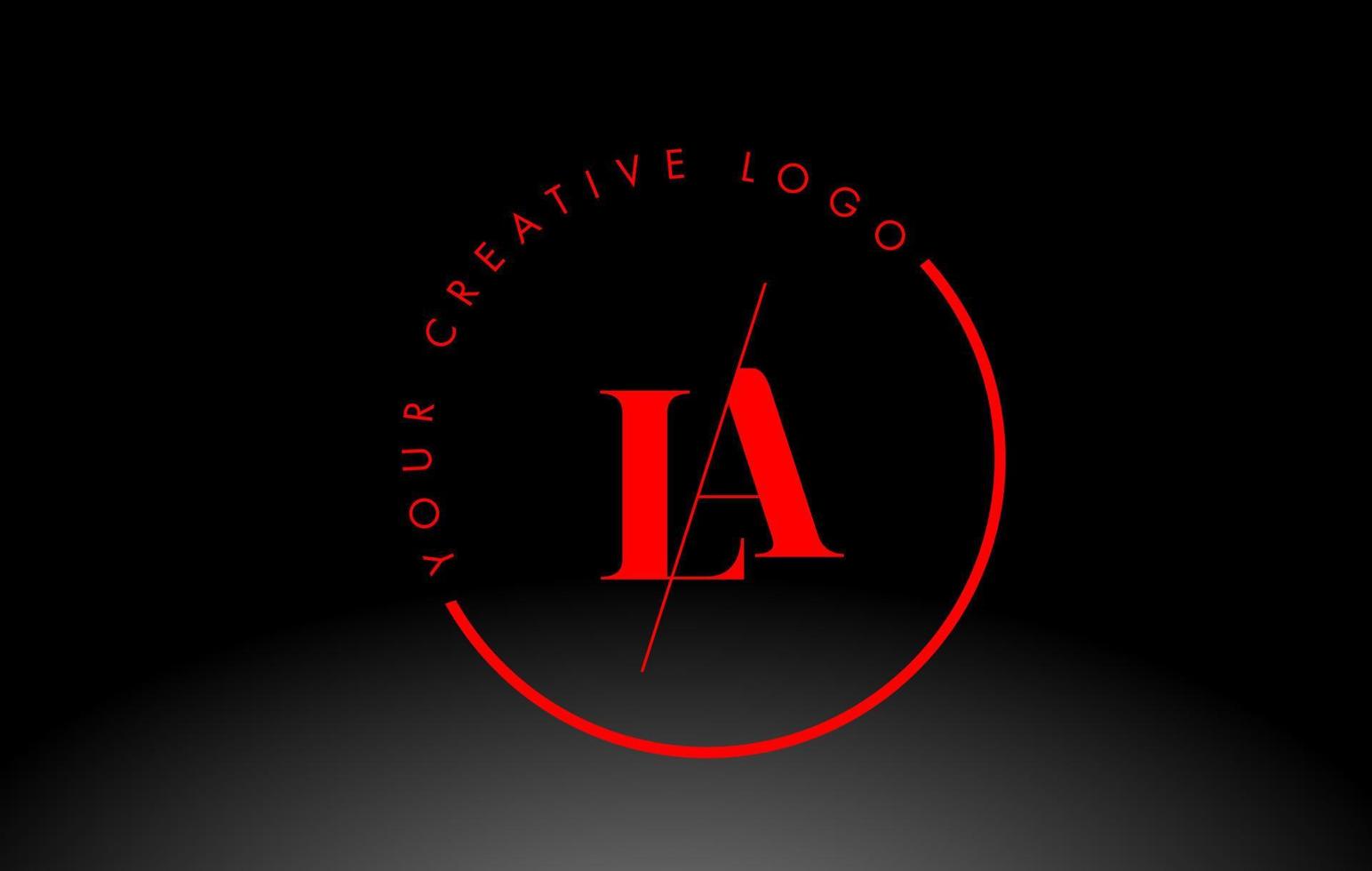 rood la serif brief logo ontwerp met creatief doorsneden snee. vector