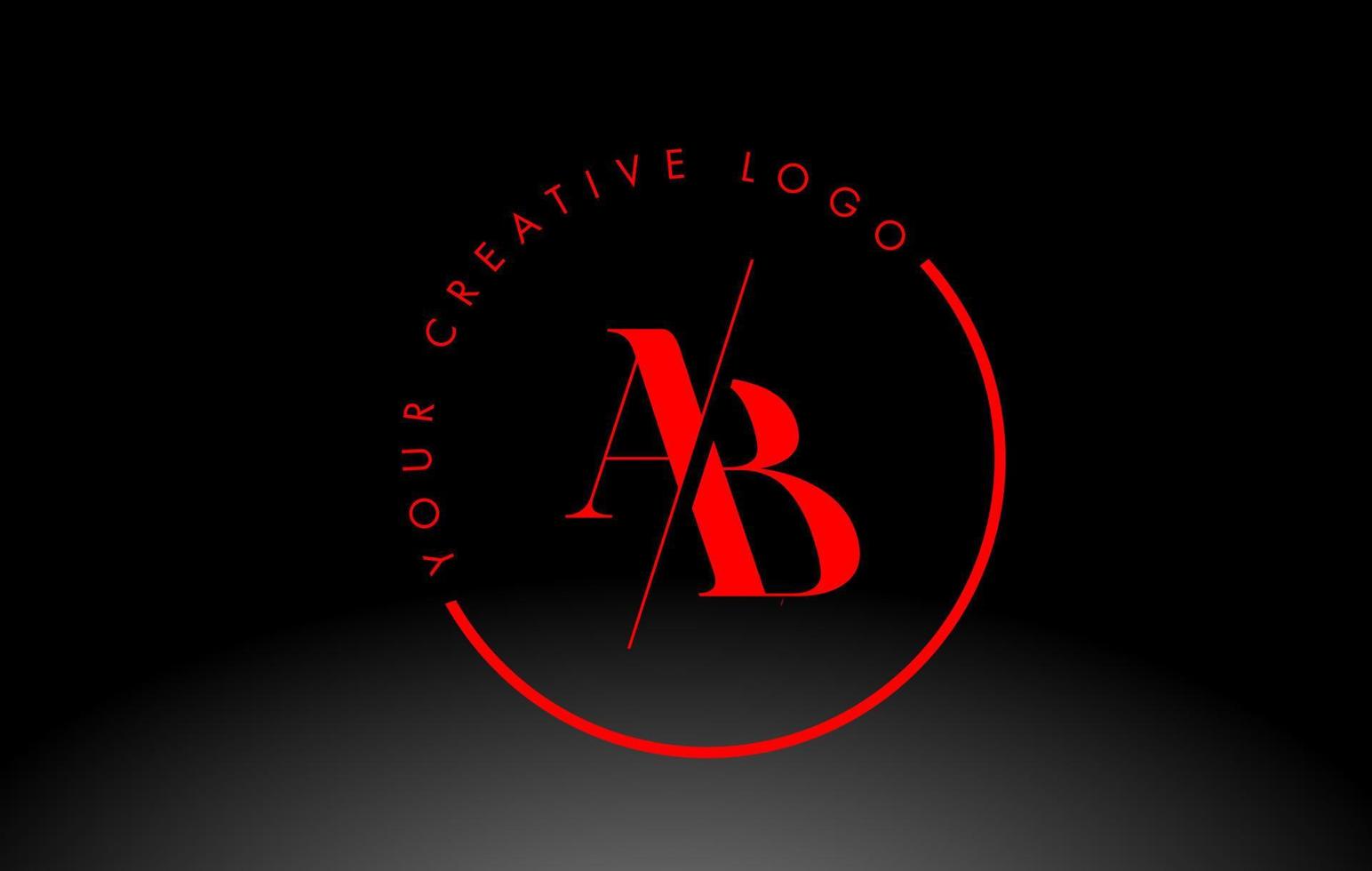 rood ab serif brief logo ontwerp met creatief doorsneden snee. vector