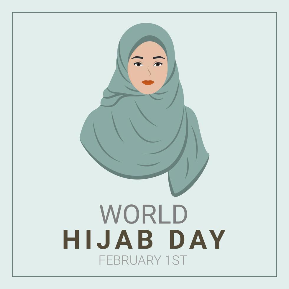 wereld hijab dag. een vrouw in een hijaab. poster of spandoek. vector illustratie.