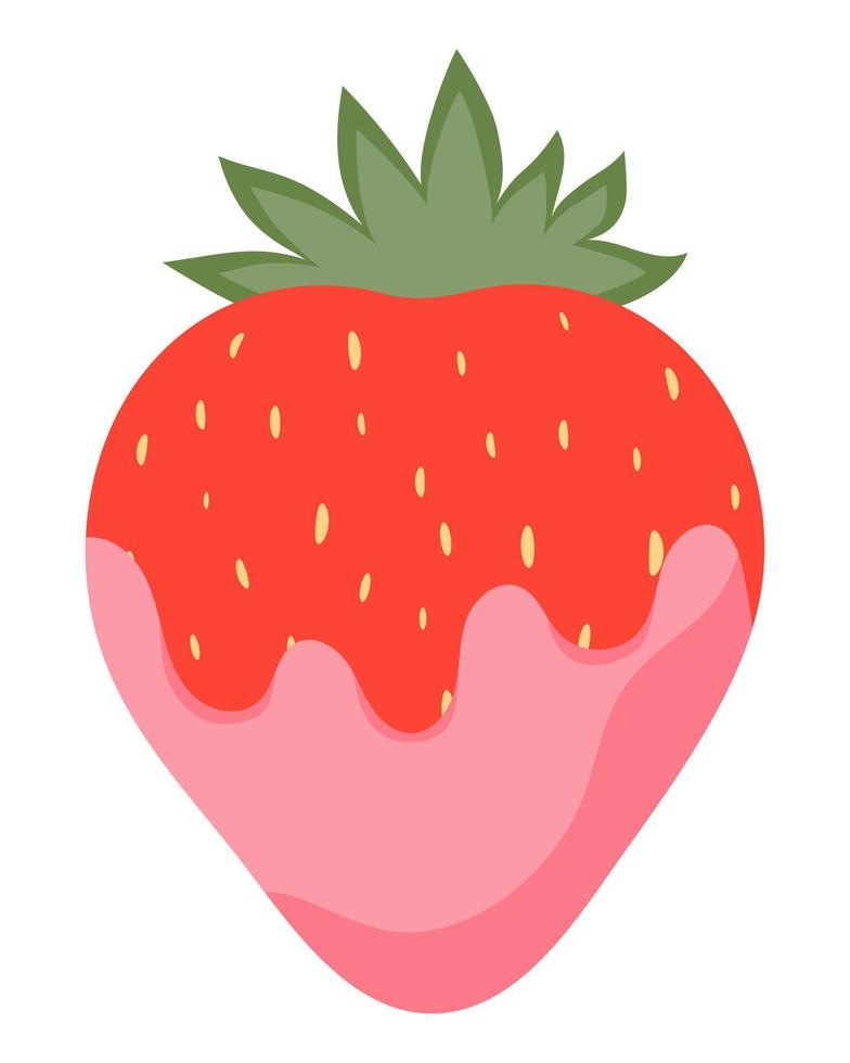 aardbeien in gesmolten chocola. vector illustratie.