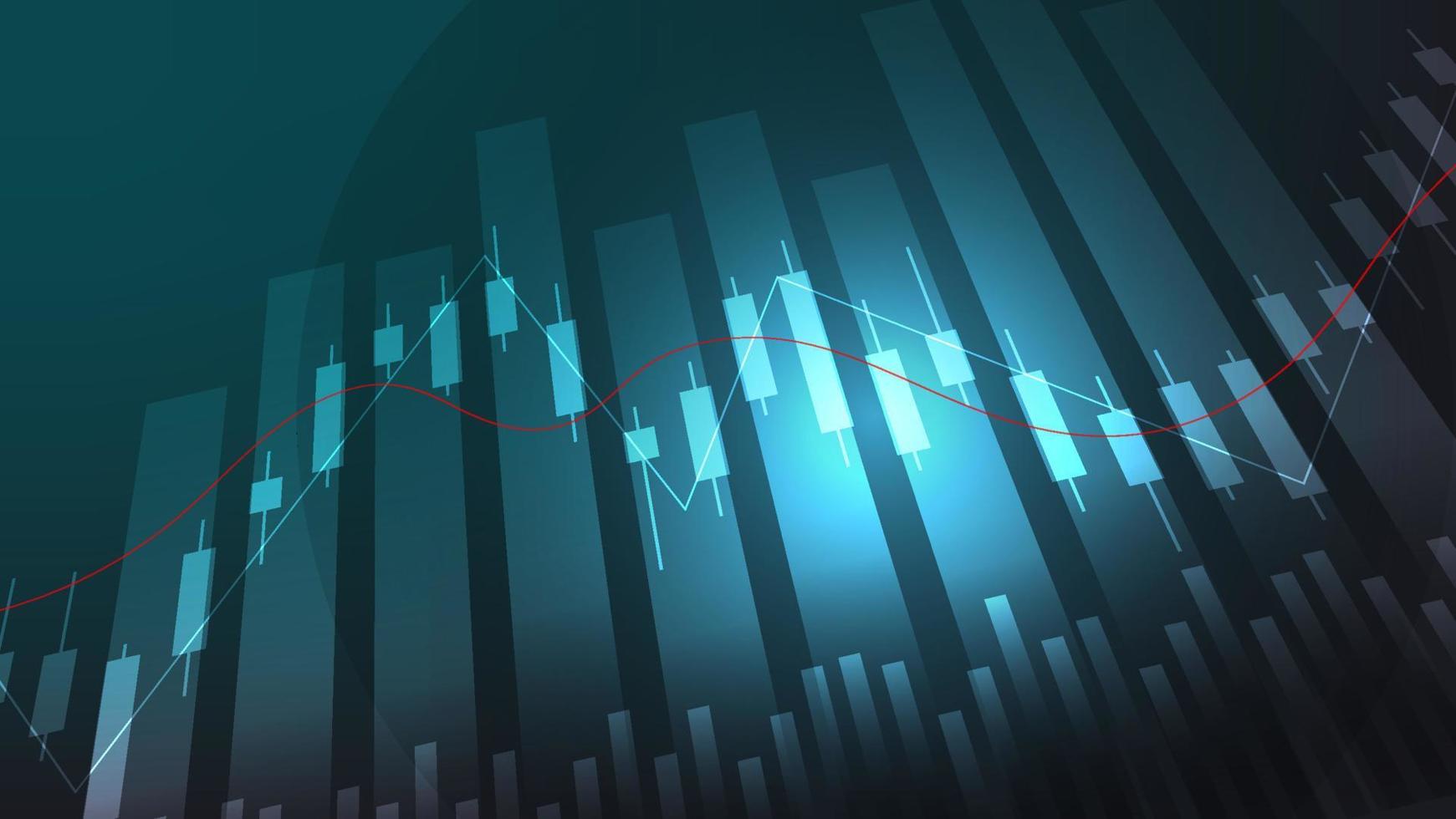 economie en financiën achtergrond concept. financieel bedrijf statistieken voorraad markt kandelaars en bar tabel vector