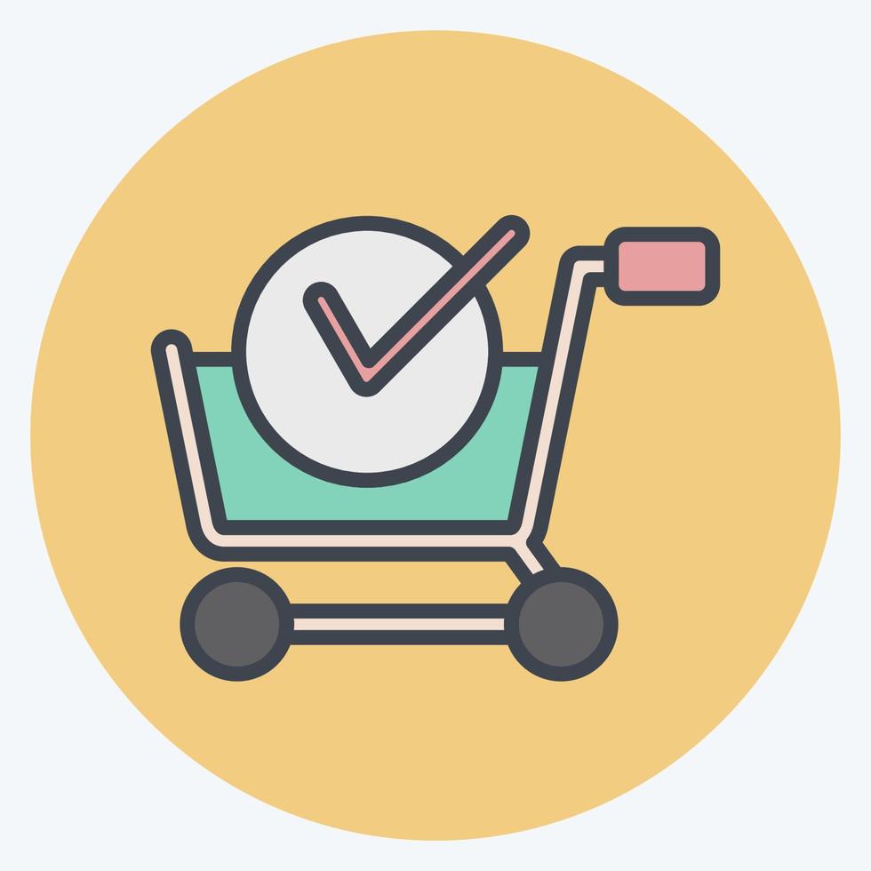 icoon aankoop winkel. verwant naar online op te slaan symbool. kleur maat stijl. gemakkelijk illustratie. winkel vector