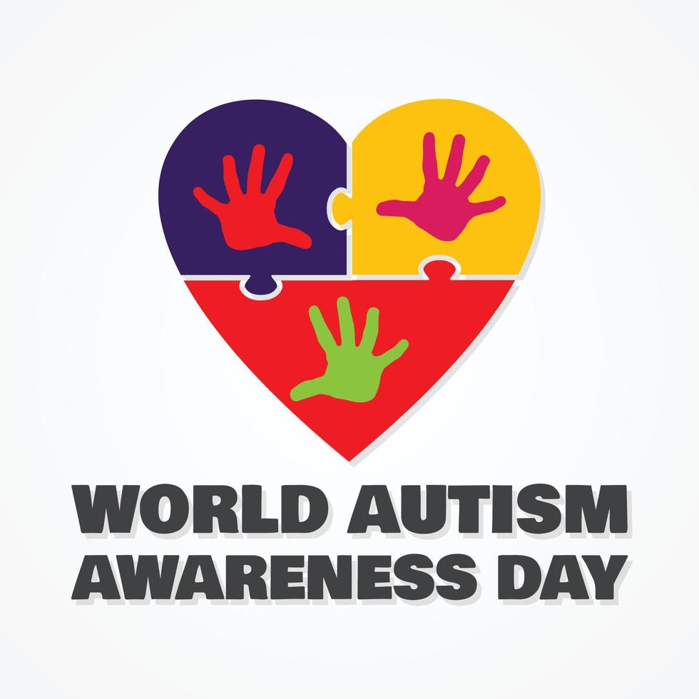 kleurrijk ontwerp woord wereld autisme bewustzijn dag met liefde puzzel symbool vector