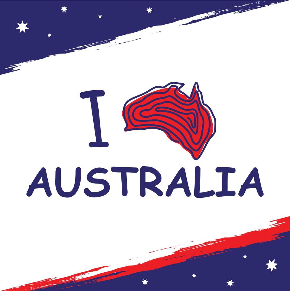 ik liefde Australië achtergrond met kaart vingerafdruk stijl vector