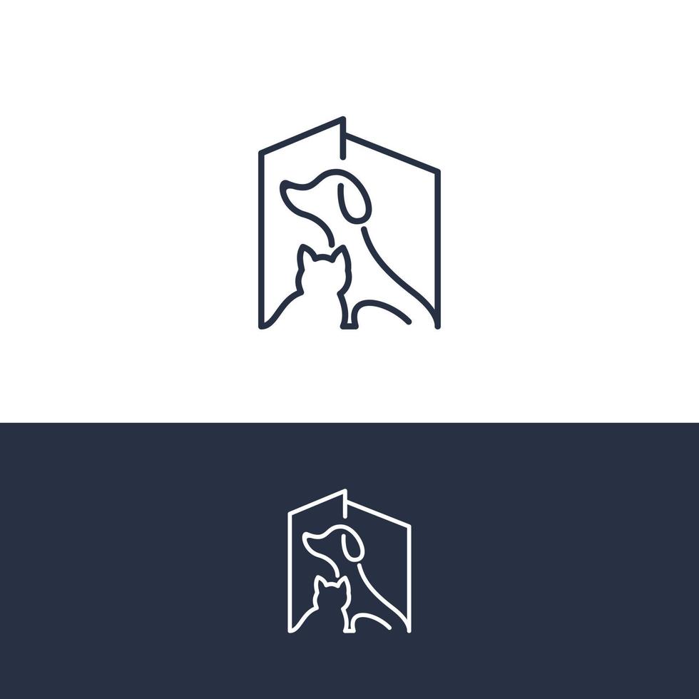 creatief logo ontwerp hond en kat vector sjabloon
