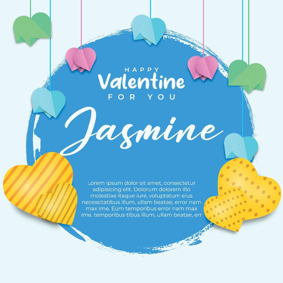 sociaal media post Valentin dag groet kaarten voor u met hart en podium ornamenten vector