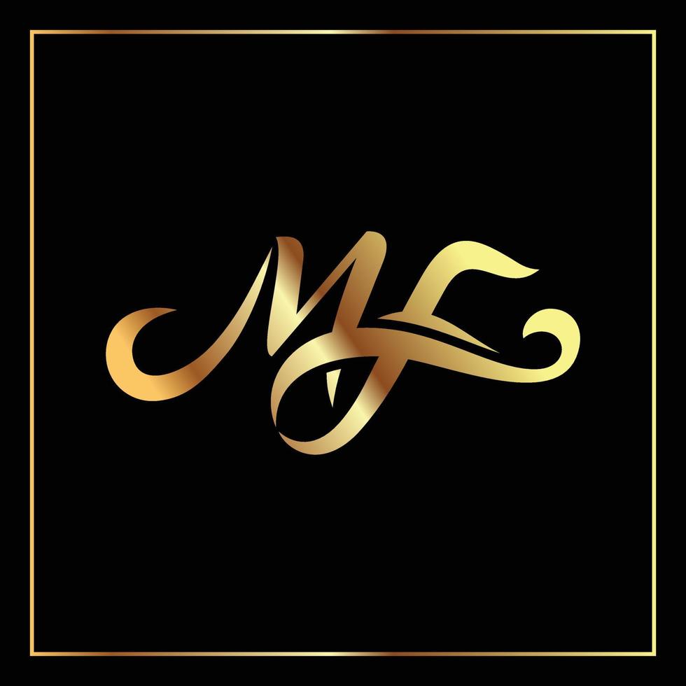 mf eerste brief handschrift en handtekening logo vector