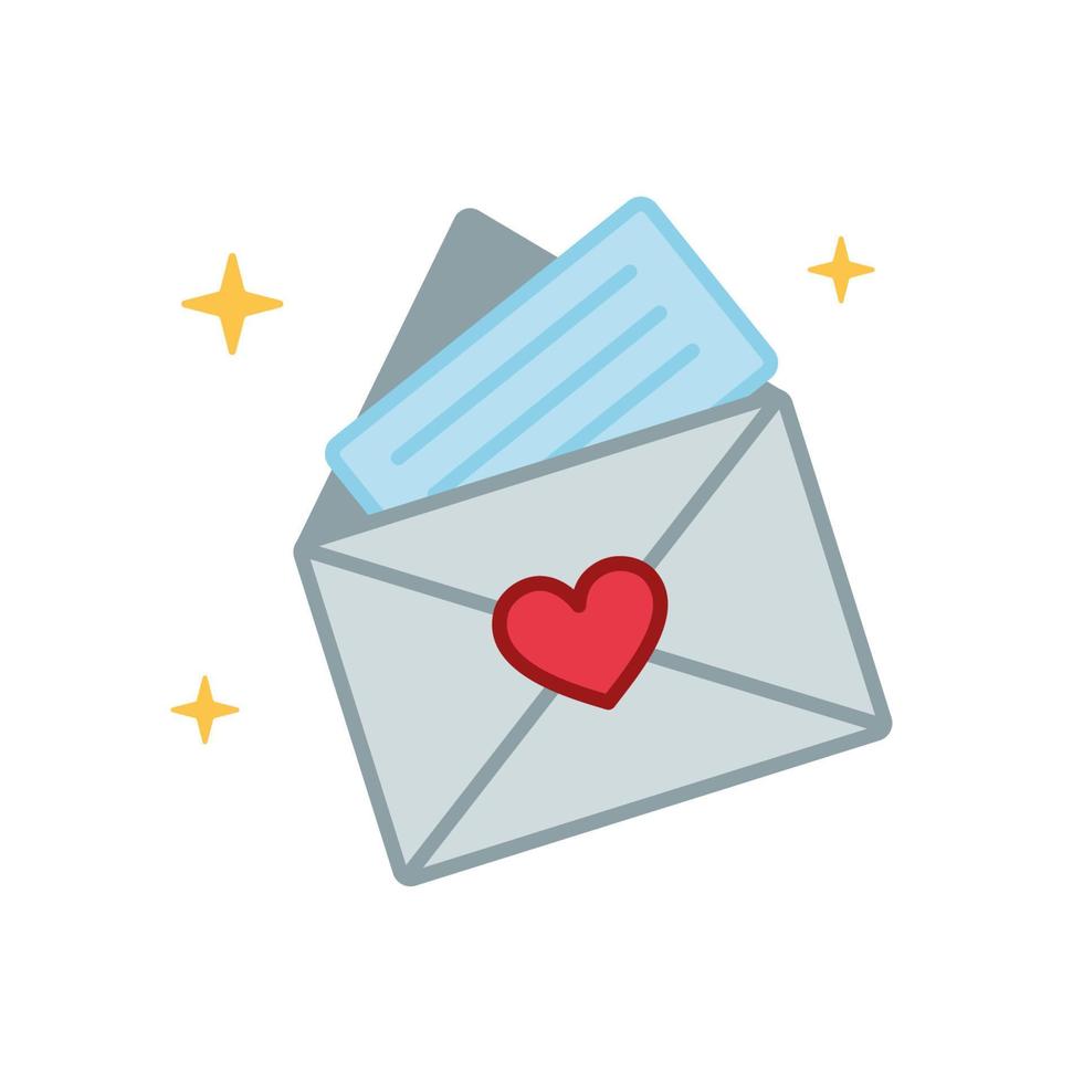 liefde brief envelop verzonden door mail voor berichten van liefde. valentijnsdag dag icoon. vector illustratie in tekening, hand- getrokken stijl. liefde correspondentie concept.